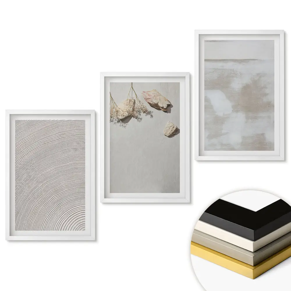 Triptych v ráme Moderné vzory na neutrálnom pozadí
