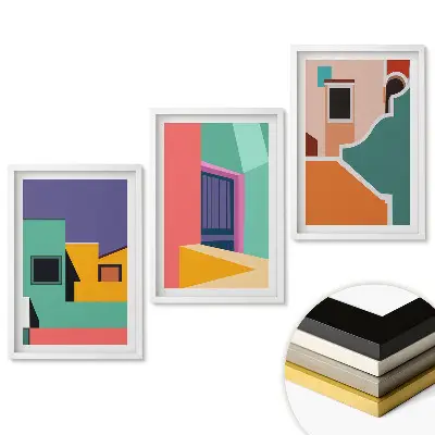 Triptych v ráme Abstraktné farby a geometrické tvary
