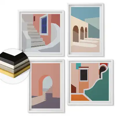 Sada obrazov v ráme Farby architektúry v minimalistickom štýle