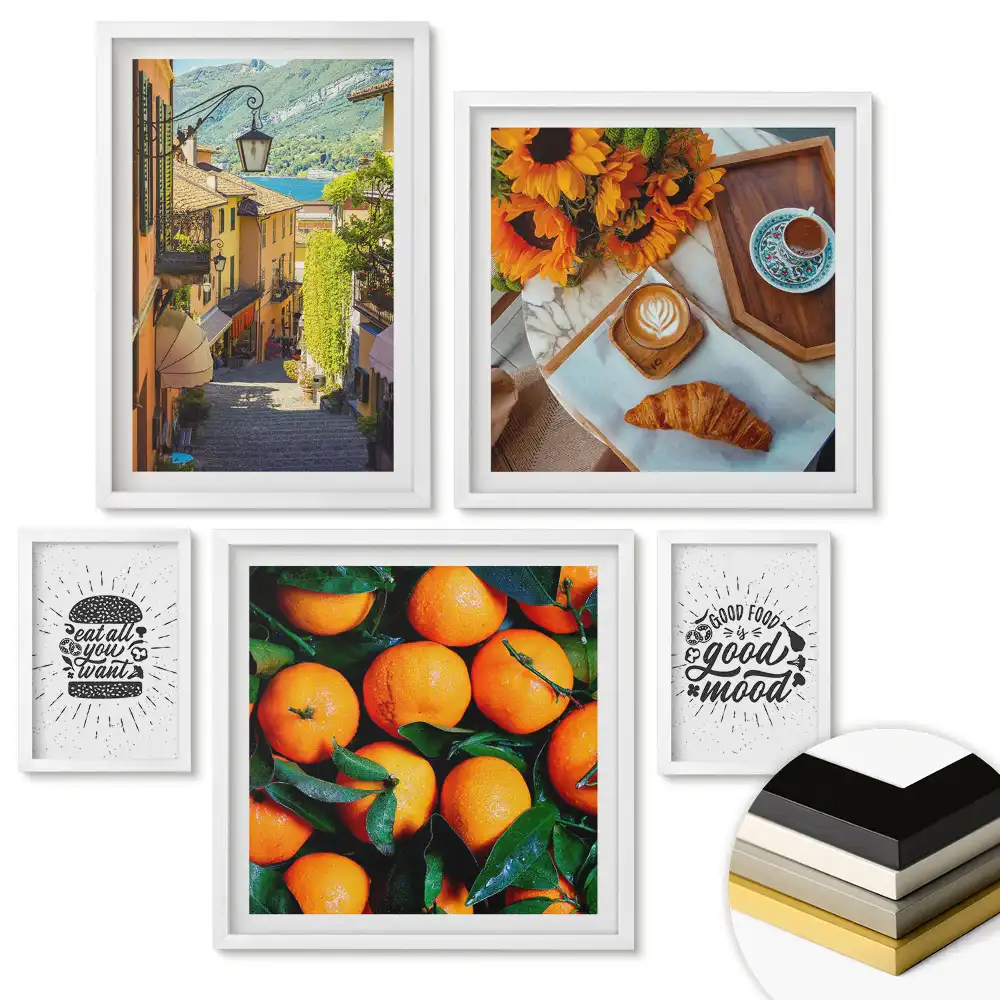 Sada 5 obrazov v ráme Kulinársky raj pre každého gurmána
