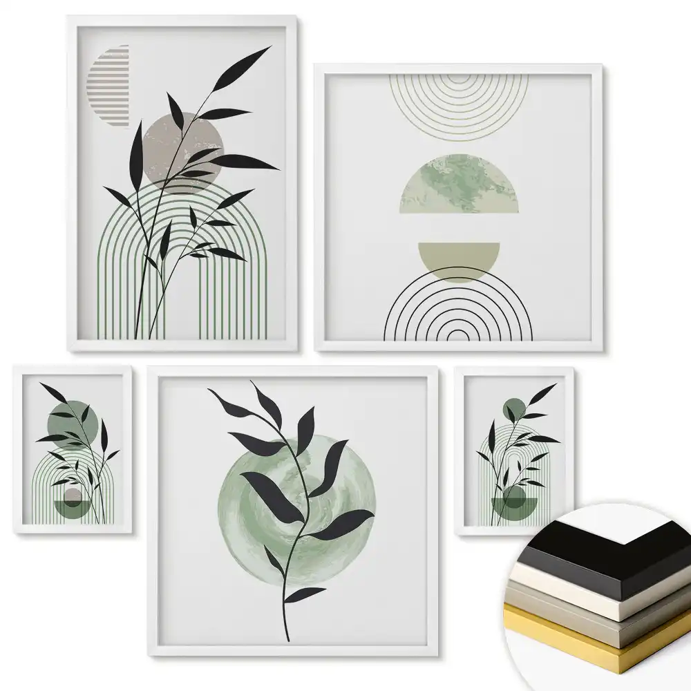Sada obrazov do obývačky s motívom rastlín v minimalistickom štýle