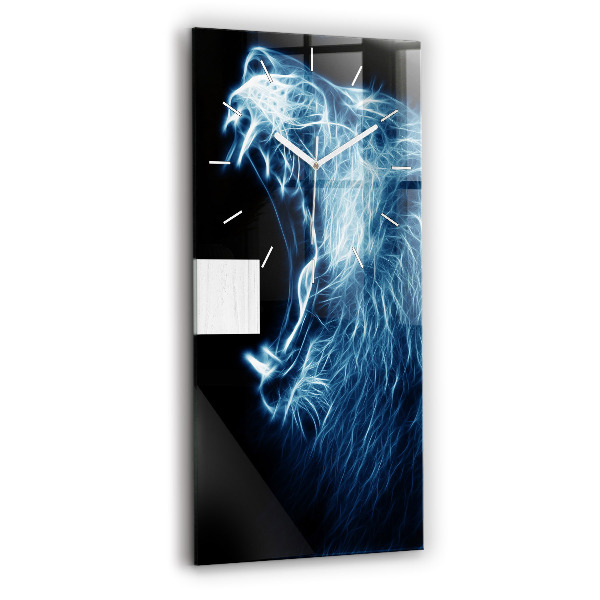 Vertikálne sklenené hodiny Divoký lev