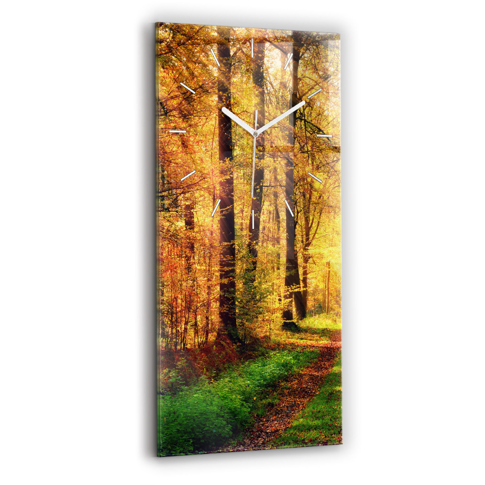 Vertikálne sklenené hodiny Jesenná lesná scenéria
