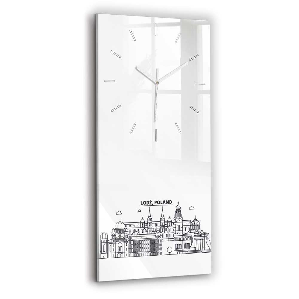 Vertikálne sklenené hodiny Architektúra Lodže - panoráma