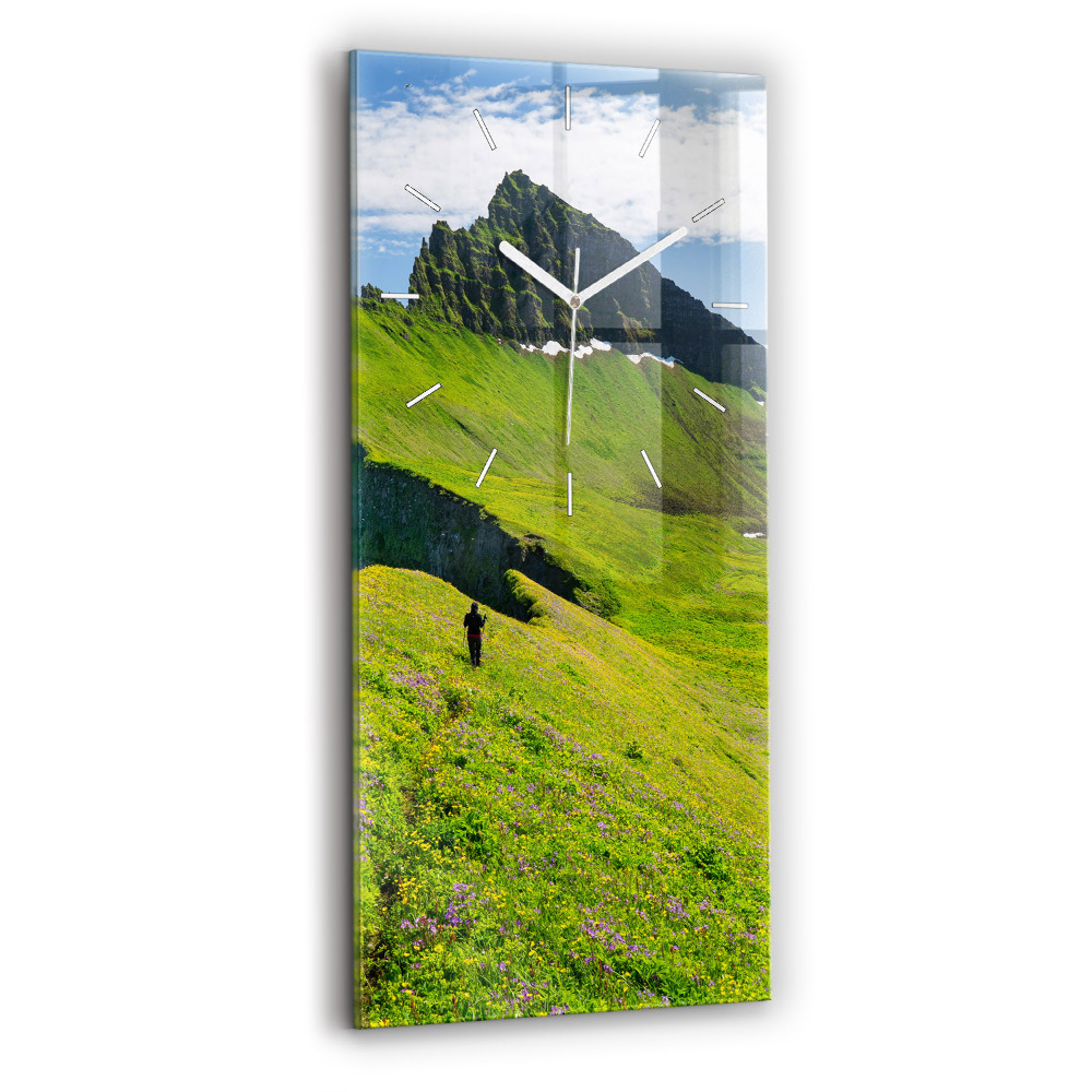 Vertikálne sklenené hodiny Prírodná rezervácia Hornstrandir Island