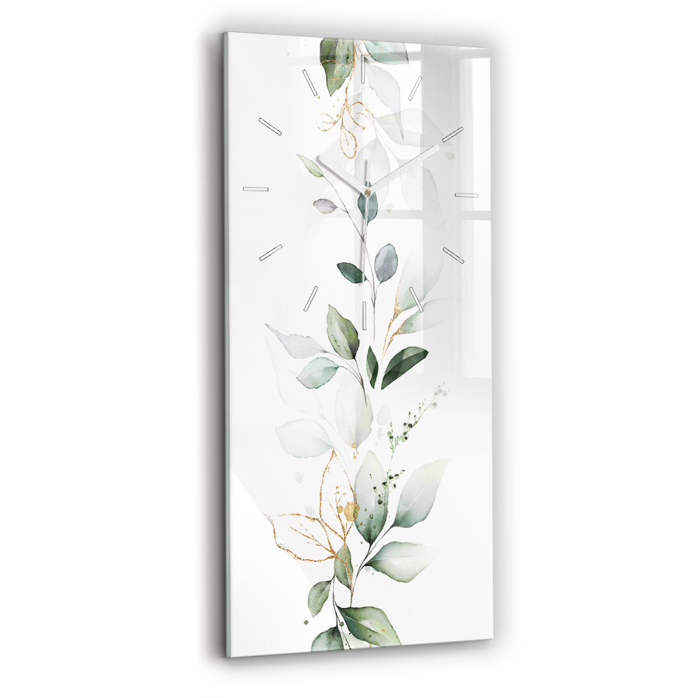 Vertikálne sklenené hodiny Abstraktné listy