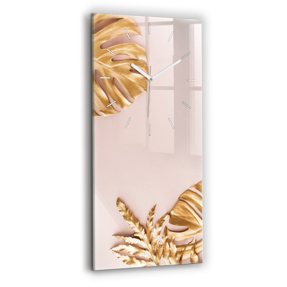 Vertikálne hodiny Zlaté tropické listy