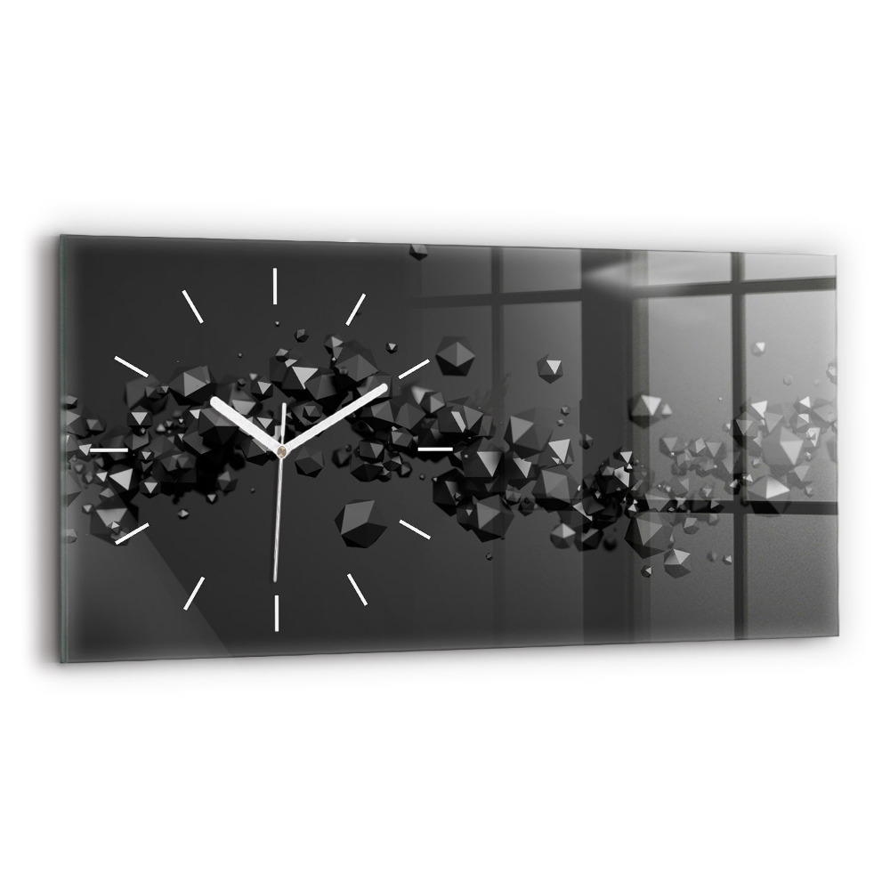 Horizontálne hodiny Čierna abstrakcia