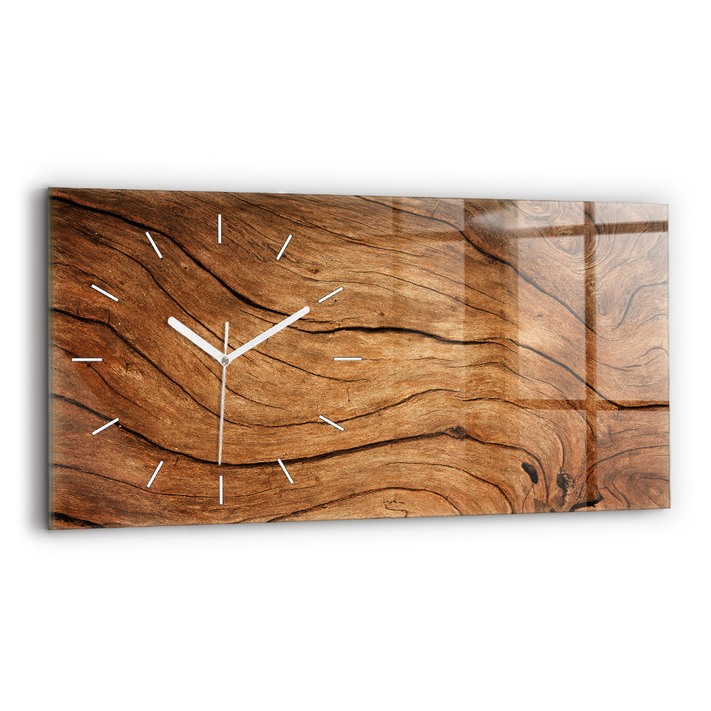 Horizontálne sklenené hodiny Staré drevo