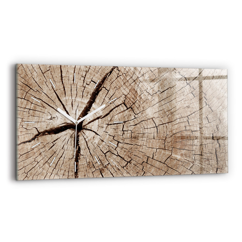 Horizontálne sklenené hodiny Kmeň starého dreva