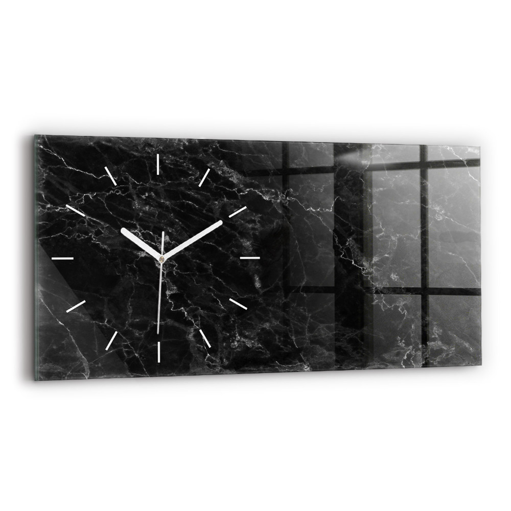 Horizontálne sklenené hodiny Tmavý mramor