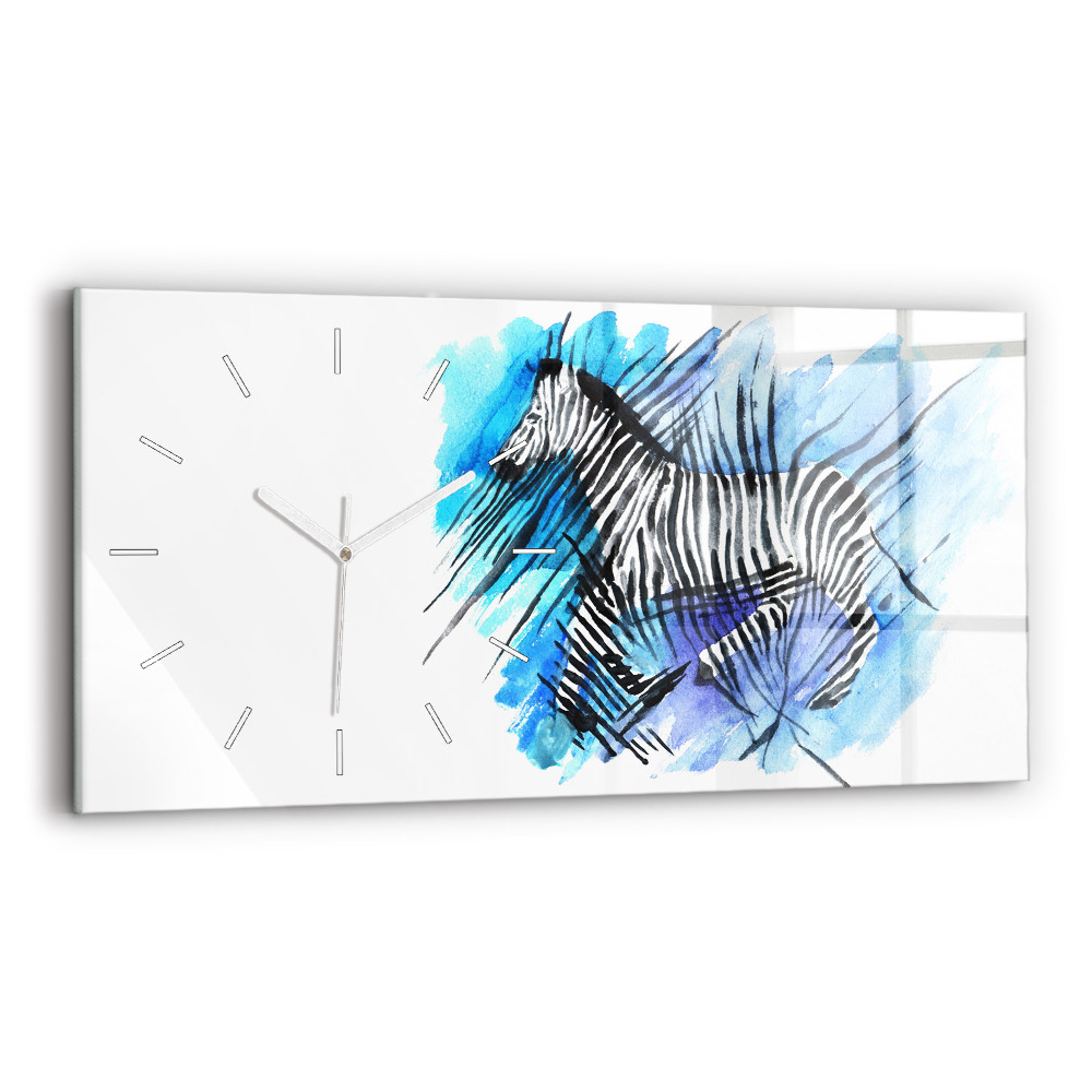 Horizontálne sklenené hodiny Maľovaná zebra