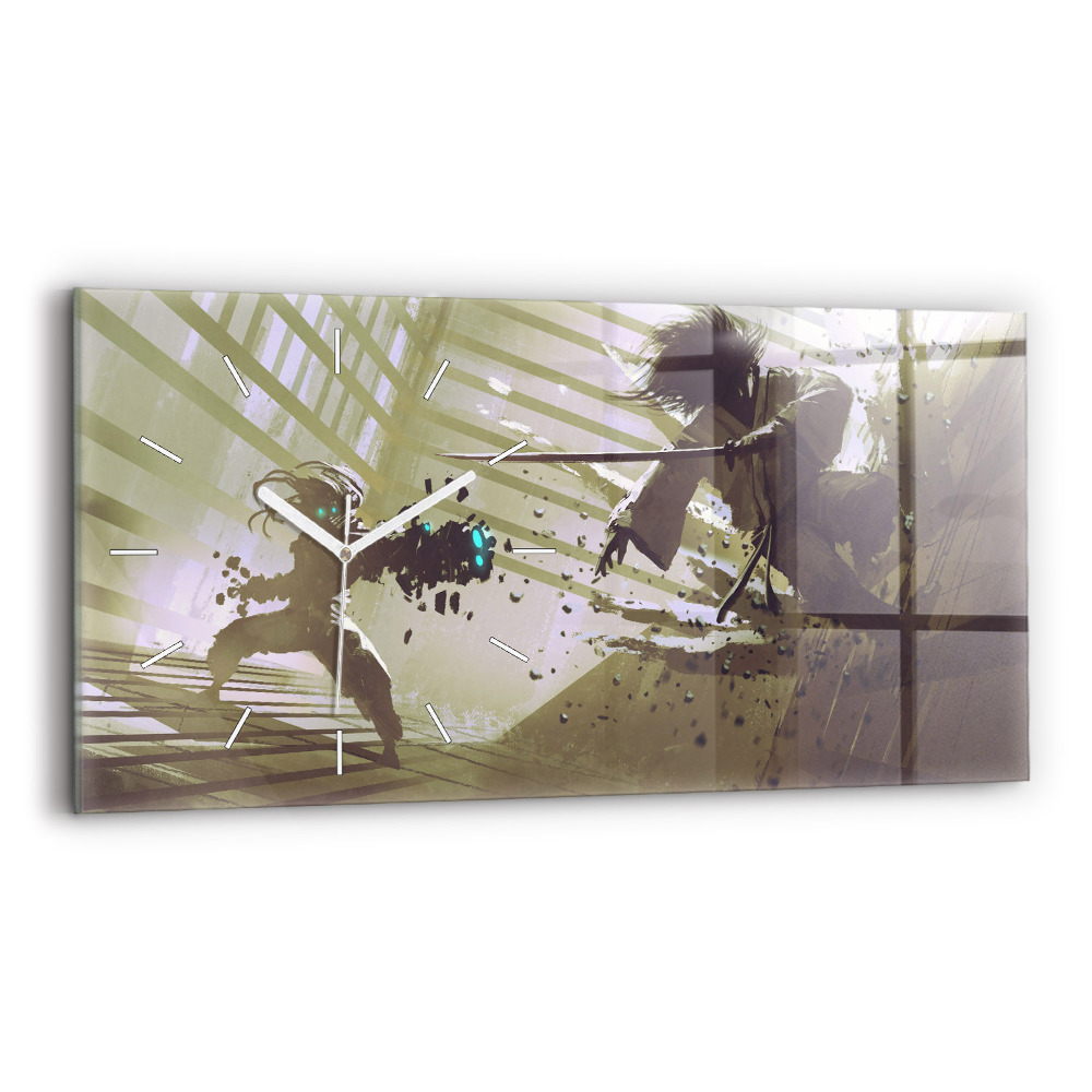 Horizontálne hodiny Boj medzi robotom a samurajom