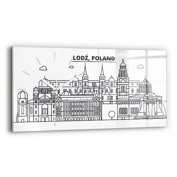 Horizontálne hodiny Lodžská architektúra panoráma