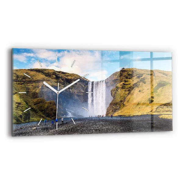 Horizontálne sklenené hodiny Vodopád na Islande