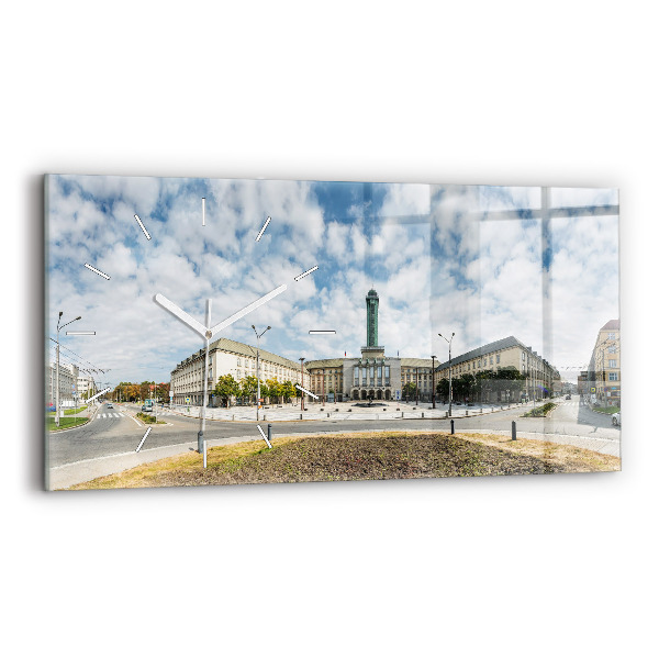 Horizontálne sklenené hodiny Panoráma Ostravy