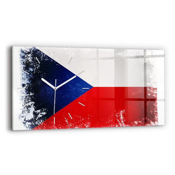 Horizontálne sklenené hodiny Vlajka Českej republiky