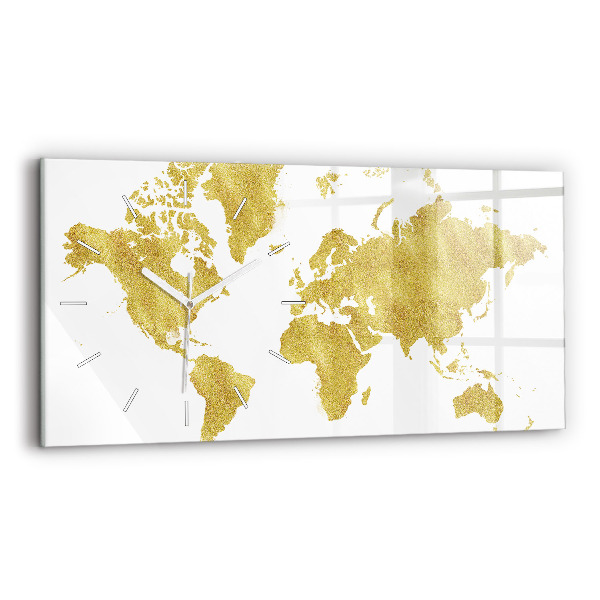 Horizontálne hodiny Zlatá mapa sveta