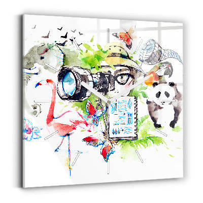 Štvorcové sklenené hodiny Zoológ