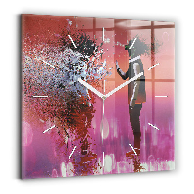 Štvorcové sklenené hodiny Kyberpriestor