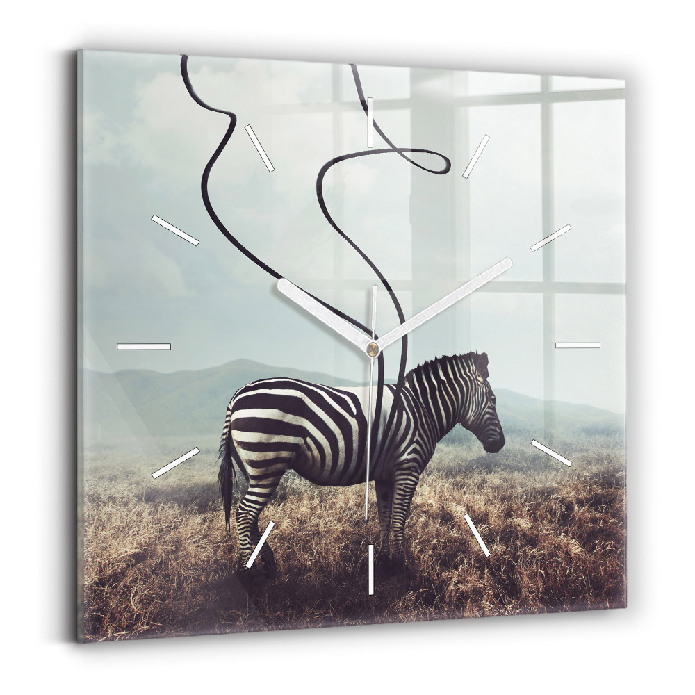 Štvorcové nástenné hodiny Zebra - abstrakcia