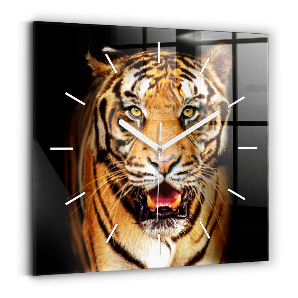 Štvorcové hodiny Tiger s divokými očami