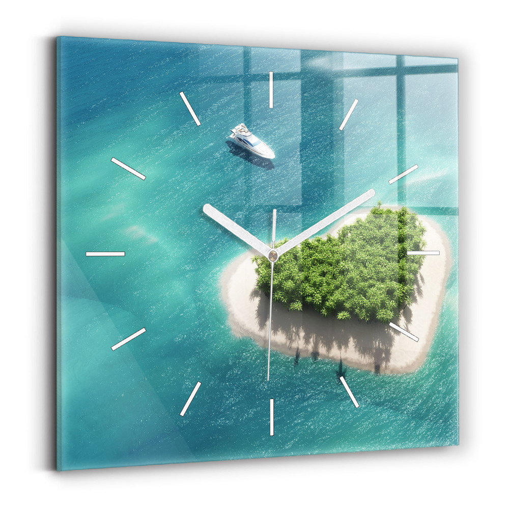 Štvorcové nástenné hodiny Srdcový ostrov