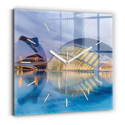 Štvorcové hodiny Západ slnka v meste