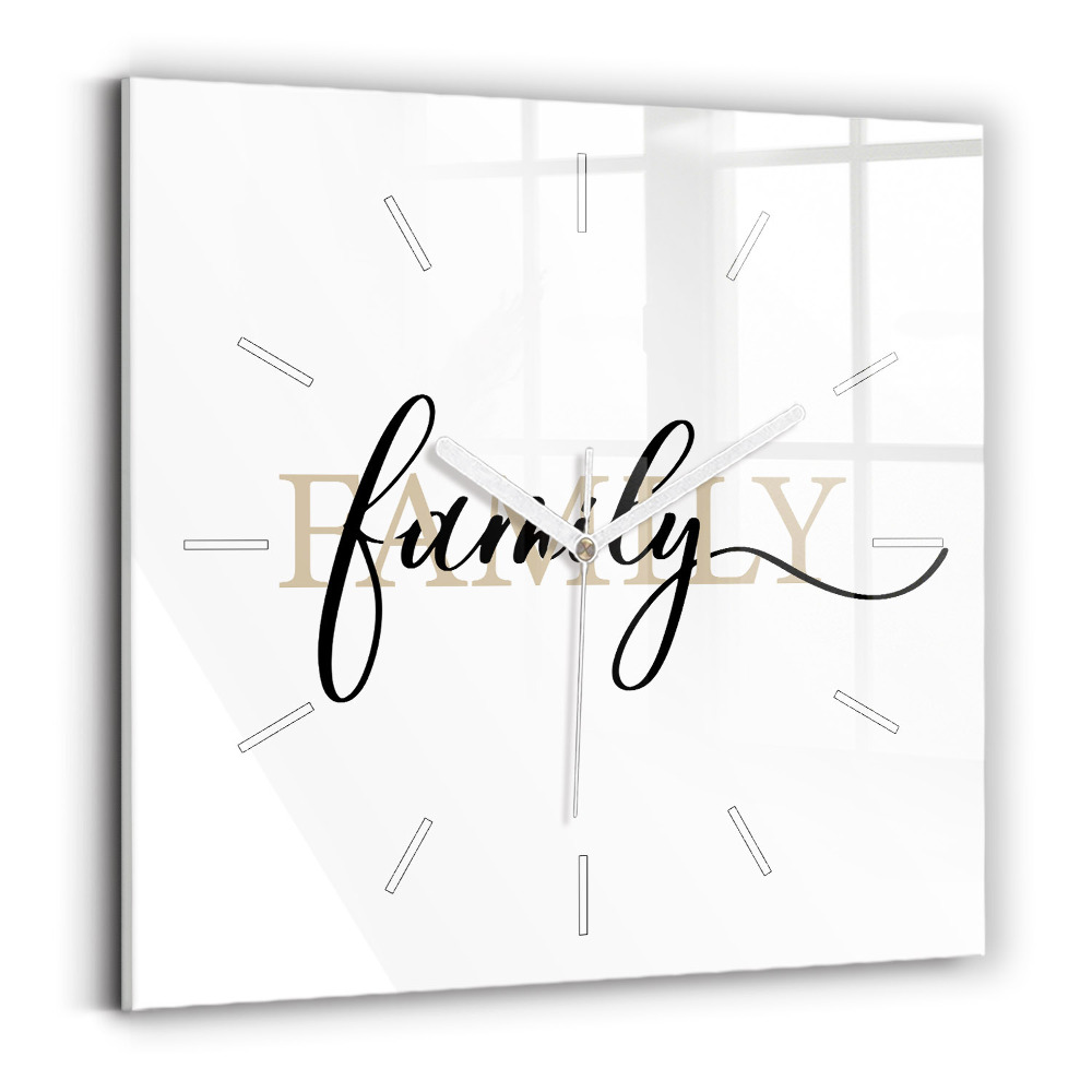 Štvorcové nástenné hodiny Rodinný nápis