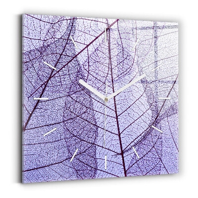 Štvorcové sklenené hodiny Listy - príroda