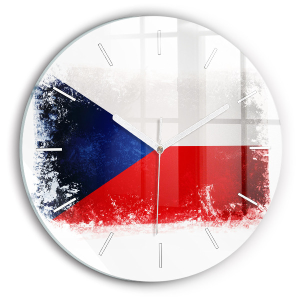 Vertikálne sklenené hodiny Česká vlajka