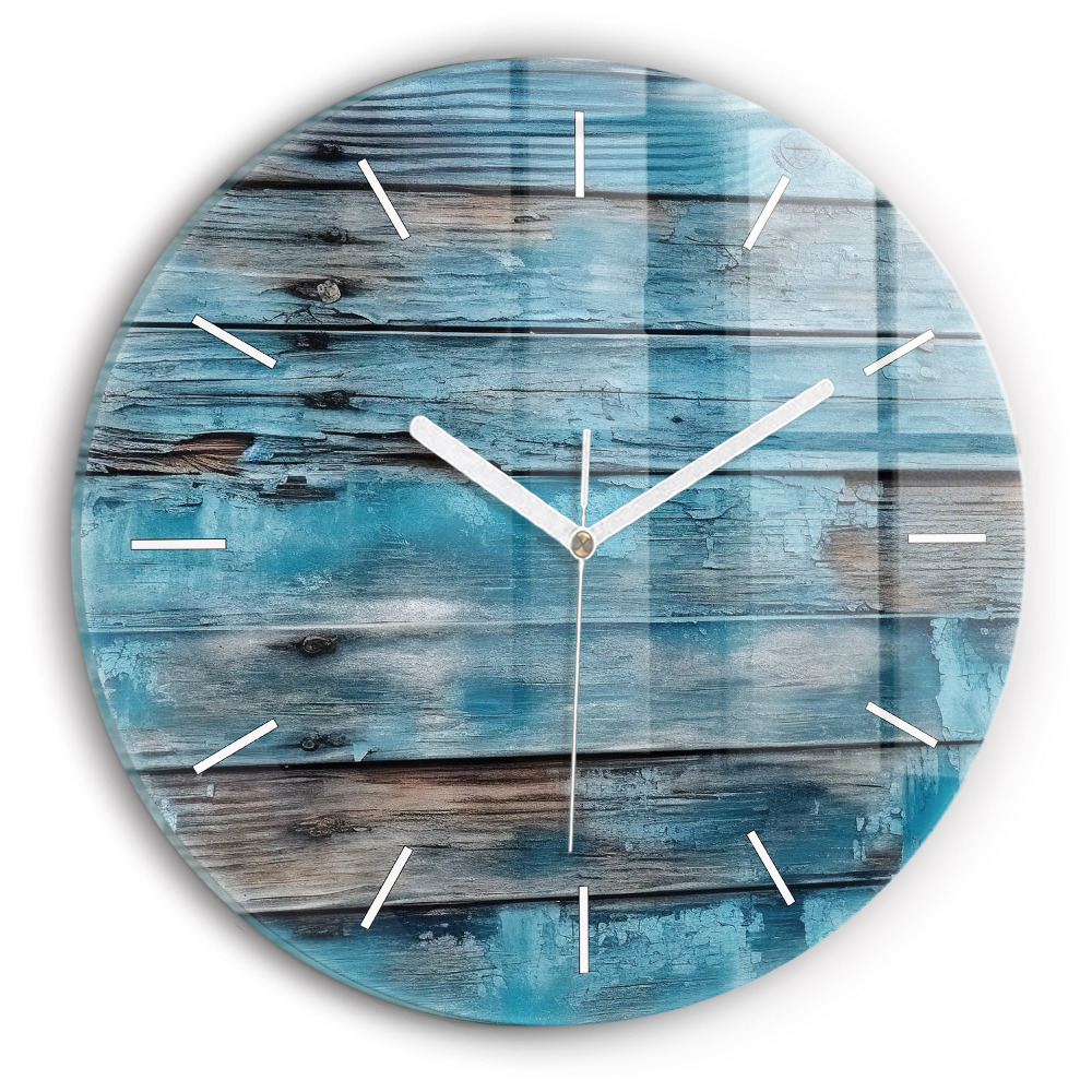 Vertikálne hodiny Modré drevené dosky s patinou